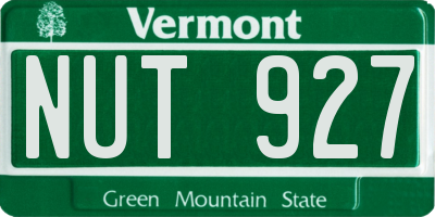 VT license plate NUT927