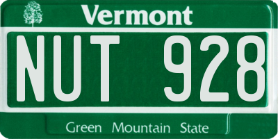 VT license plate NUT928