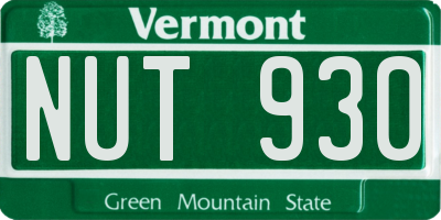 VT license plate NUT930