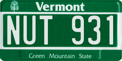 VT license plate NUT931