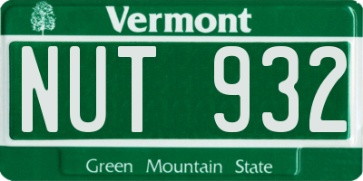 VT license plate NUT932