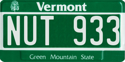 VT license plate NUT933