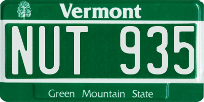 VT license plate NUT935