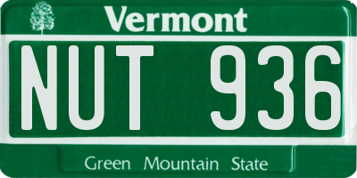 VT license plate NUT936