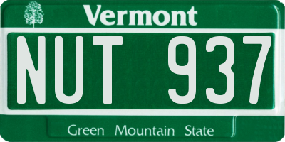 VT license plate NUT937