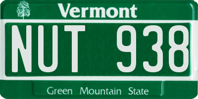 VT license plate NUT938