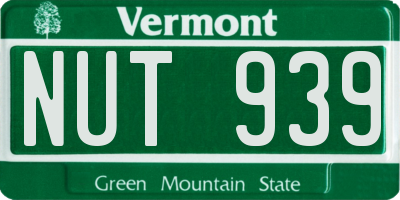 VT license plate NUT939