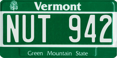 VT license plate NUT942