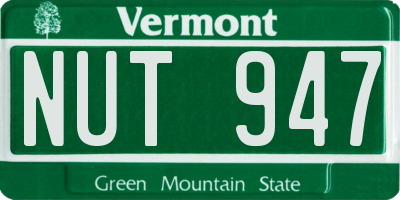 VT license plate NUT947