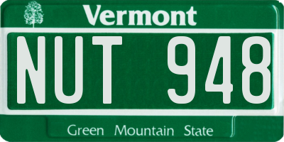 VT license plate NUT948