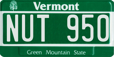 VT license plate NUT950