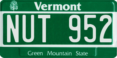 VT license plate NUT952