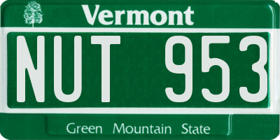 VT license plate NUT953