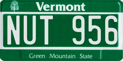 VT license plate NUT956