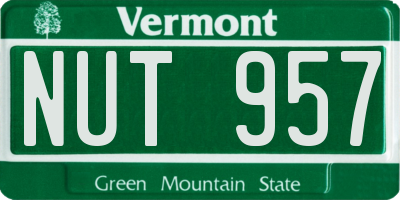 VT license plate NUT957