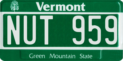 VT license plate NUT959