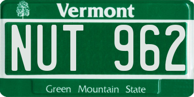 VT license plate NUT962