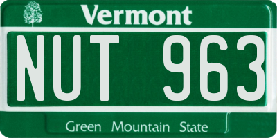 VT license plate NUT963