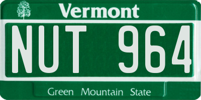 VT license plate NUT964