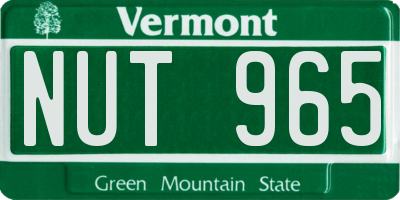 VT license plate NUT965