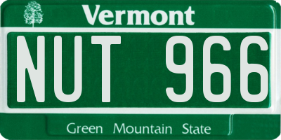 VT license plate NUT966