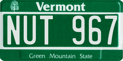 VT license plate NUT967