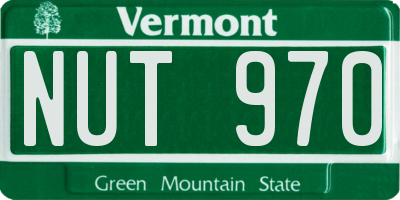 VT license plate NUT970