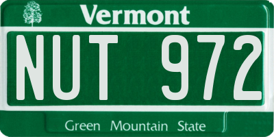 VT license plate NUT972