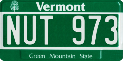 VT license plate NUT973