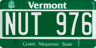 VT license plate NUT976