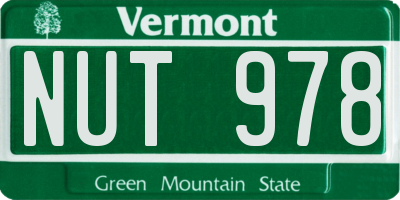 VT license plate NUT978