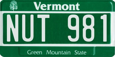 VT license plate NUT981