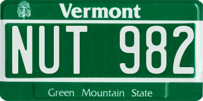 VT license plate NUT982