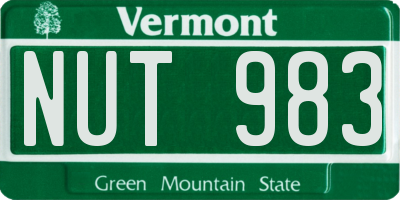 VT license plate NUT983