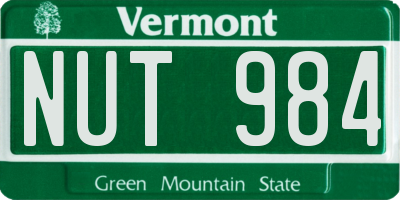VT license plate NUT984