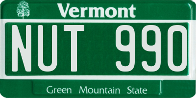 VT license plate NUT990