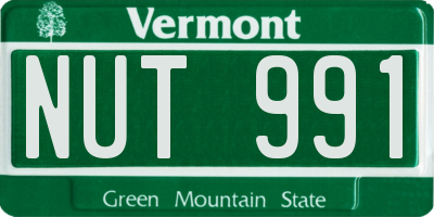 VT license plate NUT991