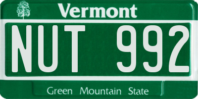VT license plate NUT992