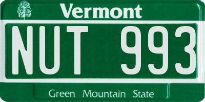 VT license plate NUT993