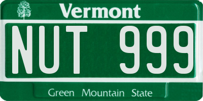 VT license plate NUT999