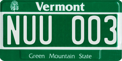 VT license plate NUU003