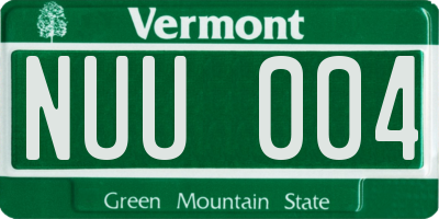 VT license plate NUU004