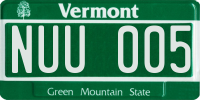 VT license plate NUU005