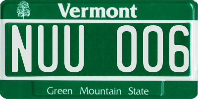 VT license plate NUU006