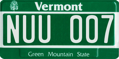 VT license plate NUU007
