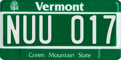 VT license plate NUU017