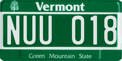 VT license plate NUU018