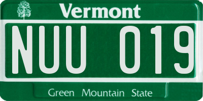 VT license plate NUU019