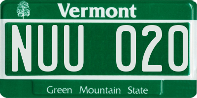 VT license plate NUU020