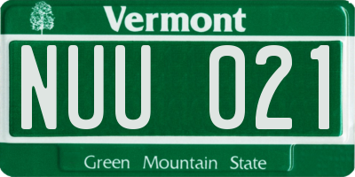 VT license plate NUU021